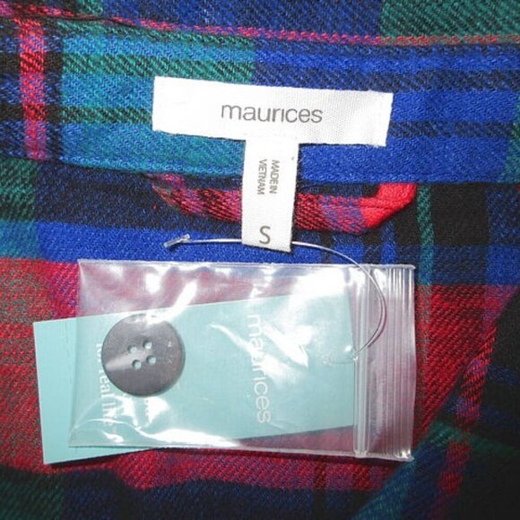 Maurices Patchwork Plaid Flannel Shirt Size S Button Up Oversized Artsy NWT - Picture 6 of 11